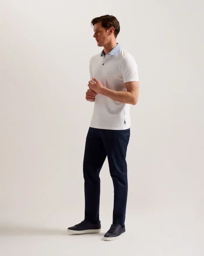 Men FREND 8211 Short Sleeve Woven Collar Polo White Ted Baker Tops