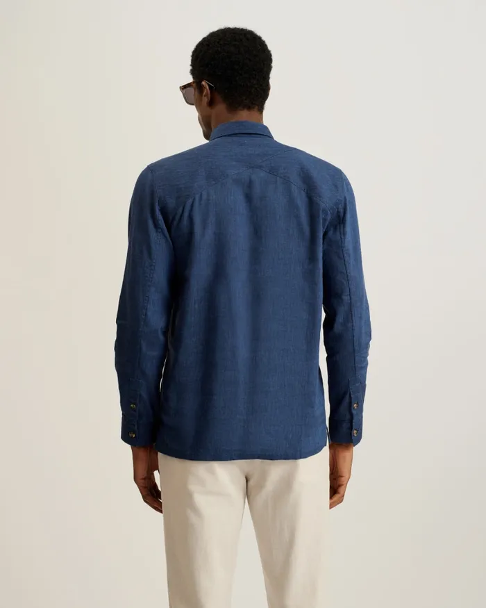 Men IIO 8211 Relaxed Fit Linen Blend Shirt Dark Blue Ted Baker Coats and Jackets Men IIO 8211 Relaxed Fit Linen Blend Shirt Dark Blue Ted Baker Coats and Jackets