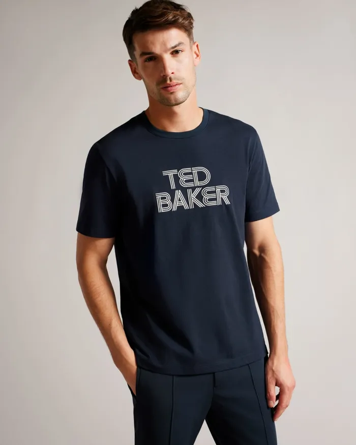Men KENEDY 8211 Short Sleeve Regular Fit Branded TShirt Navy Ted Baker Tops Men KENEDY 8211 Short Sleeve Regular Fit Branded TShirt Navy Ted Baker Tops