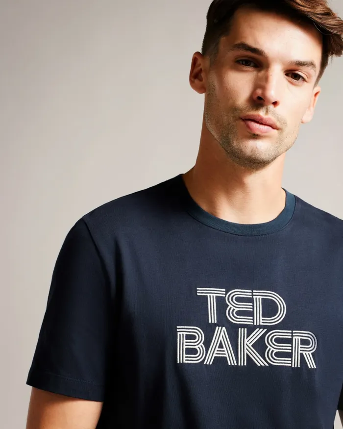 Men KENEDY 8211 Short Sleeve Regular Fit Branded TShirt Navy Ted Baker Tops Men KENEDY 8211 Short Sleeve Regular Fit Branded TShirt Navy Ted Baker Tops