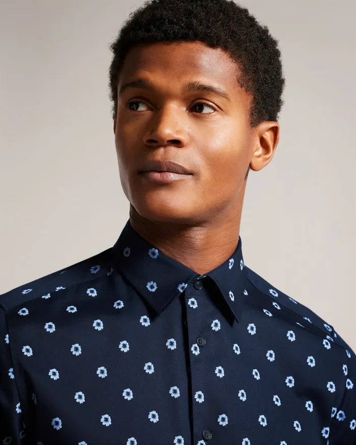 Men KYME 8211 Long Sleeve Ditsy Floral Shirt Navy Ted Baker Shirts Men KYME 8211 Long Sleeve Ditsy Floral Shirt Navy Ted Baker Shirts