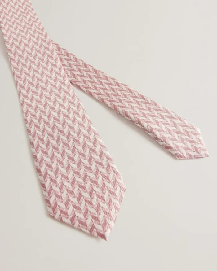 Men LACEBT 8211 Geometric Pattern Silk Tie Pink Ted Baker Ties and Bowties