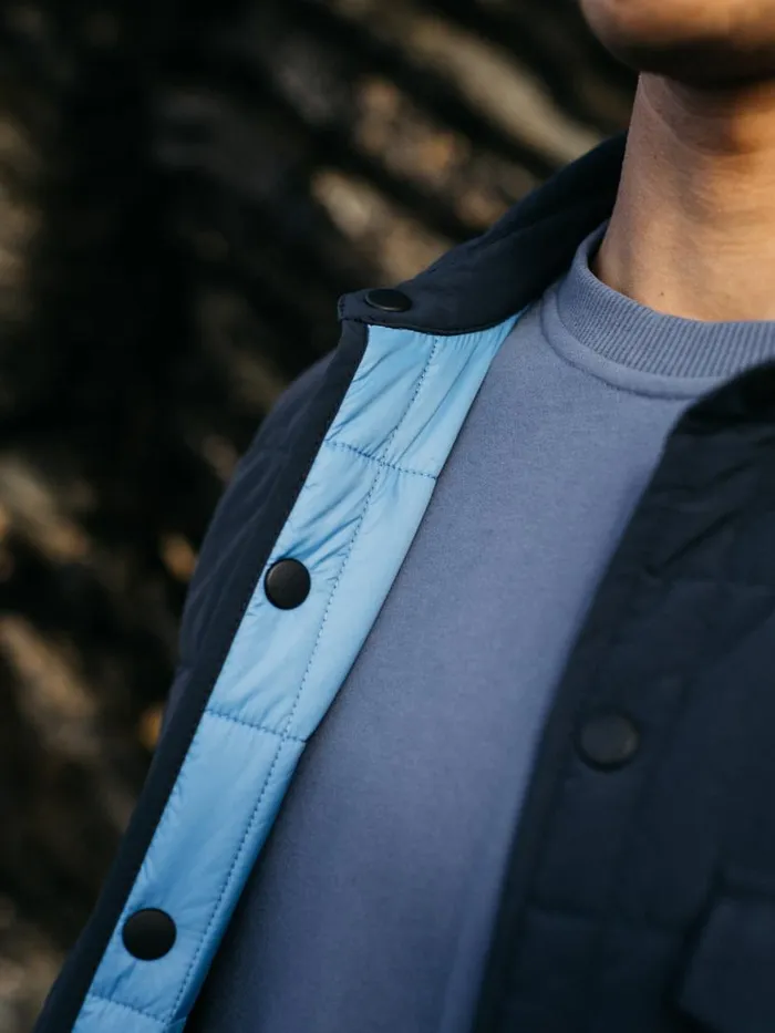 Men Lapwing Shirt Navy Finisterre Jackets Coats and Gilets