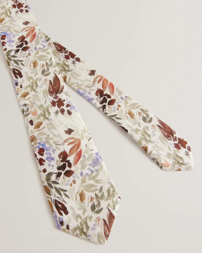 Men MOISELT 8211 Floral Print Silk Tie White Ted Baker Ties and Bowties