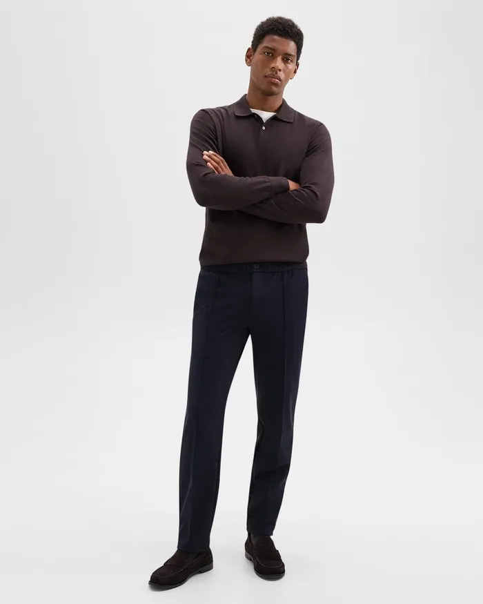 Men Pants Theory Curtis Drawstring Pant In Precision Ponte Baltic