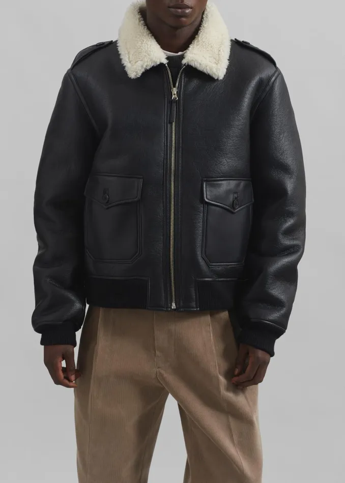Men Richter Shearling Jacket 8211 Black The Frankie Shop Outerwear