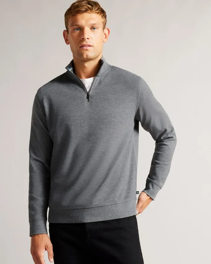 Men SANOT 8211 Long Sleeve Funnel Neck Jumper Greymarl Ted Baker Tops Men SANOT 8211 Long Sleeve Funnel Neck Jumper Greymarl Ted Baker Tops