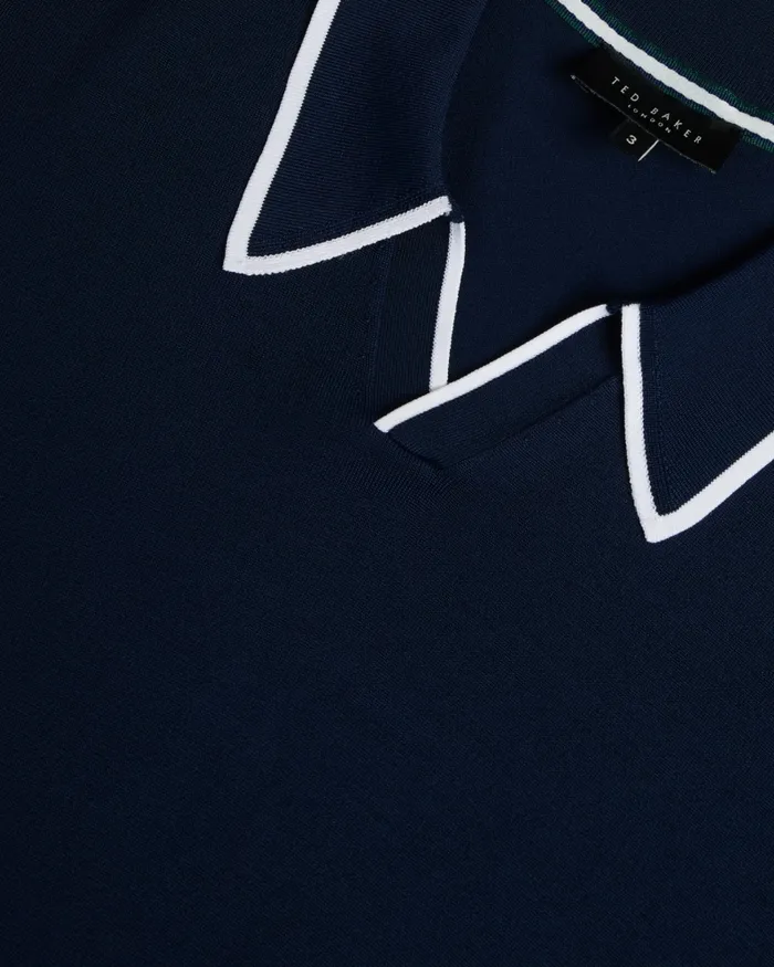 Men STORTFO 8211 Short Sleeve Rayon Polo Shirt Navy Ted Baker Jumpers and Knitwear Men STORTFO 8211 Short Sleeve Rayon Polo Shirt Navy Ted Baker Jumpers and Knitwear