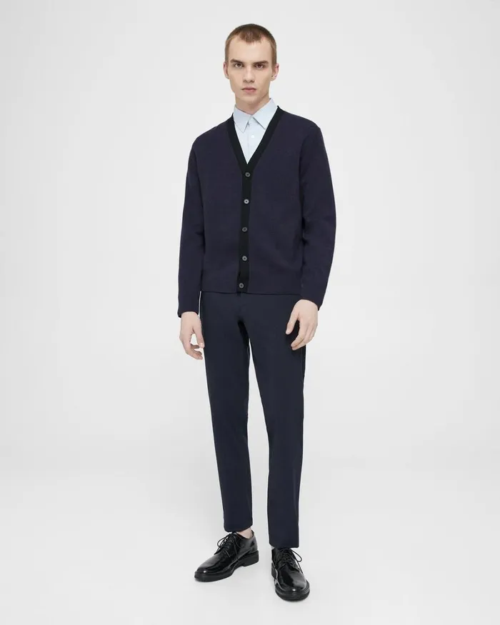 Men Sweaters Cardigans Theory VNeck Cardigan In Merino Wool Navyblack