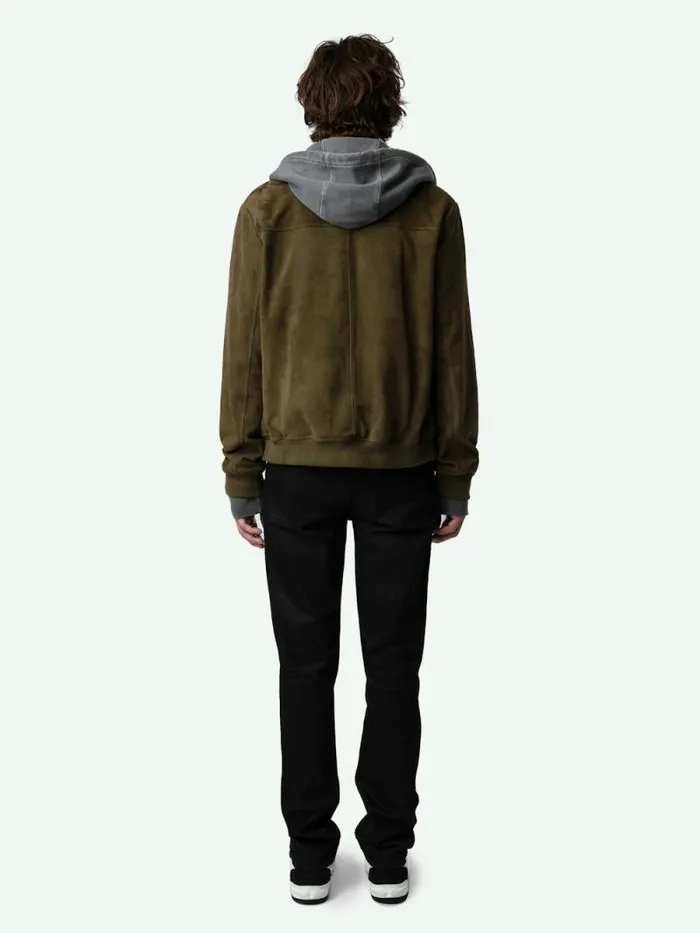 Men Zadig and Voltaire Jackets and Coats Lonni Suede Jacket Kaki Canvas Men Zadig and Voltaire Jackets and Coats Lonni Suede Jacket Kaki Canvas