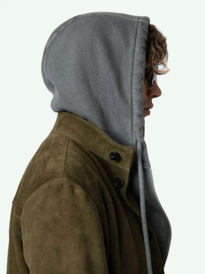 Men Zadig and Voltaire Jackets and Coats Lonni Suede Jacket Kaki Canvas Men Zadig and Voltaire Jackets and Coats Lonni Suede Jacket Kaki Canvas