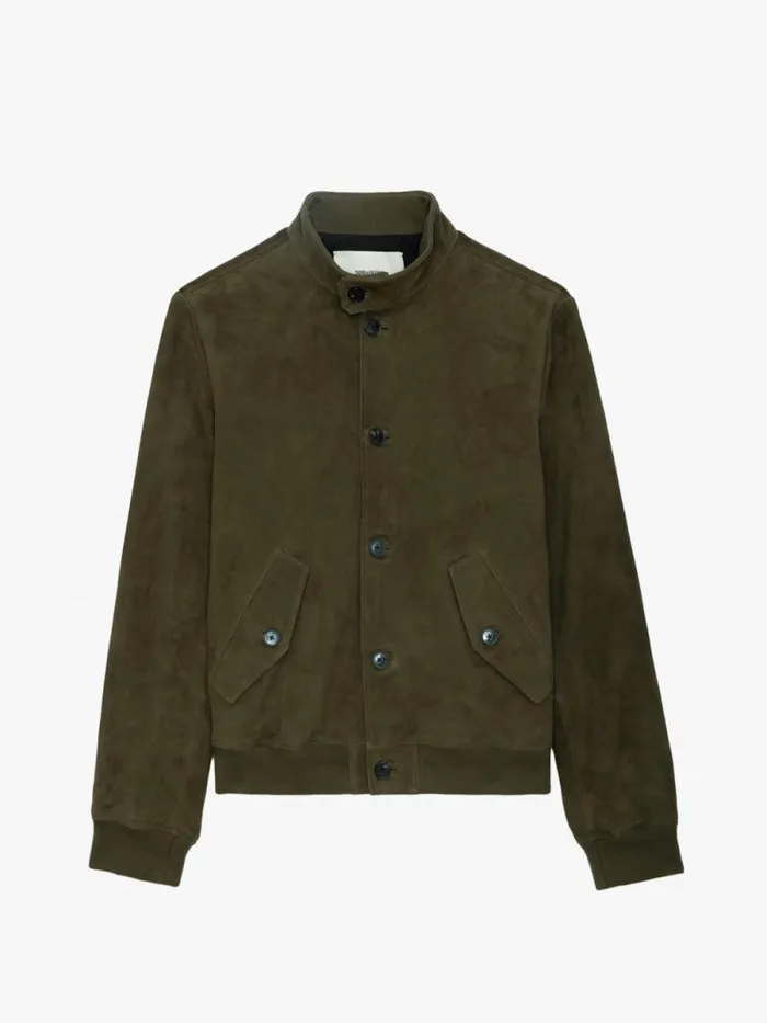 Men Zadig and Voltaire Jackets and Coats Lonni Suede Jacket Kaki Canvas Men Zadig and Voltaire Jackets and Coats Lonni Suede Jacket Kaki Canvas