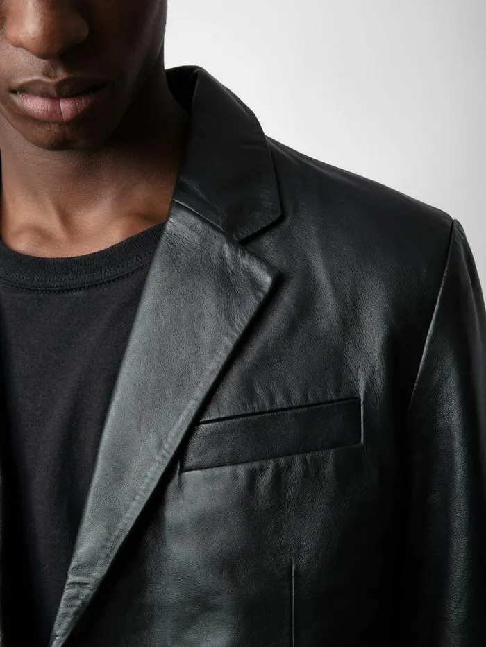 Men Zadig and Voltaire Jackets and Coats Valfried Leather Blazer Black Men Zadig and Voltaire Jackets and Coats Valfried Leather Blazer Black