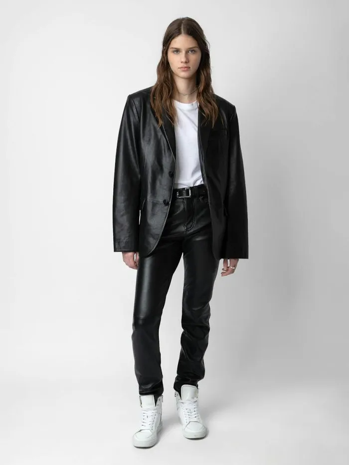 Men Zadig and Voltaire Jackets and Coats Valfried Leather Blazer Black Men Zadig and Voltaire Jackets and Coats Valfried Leather Blazer Black