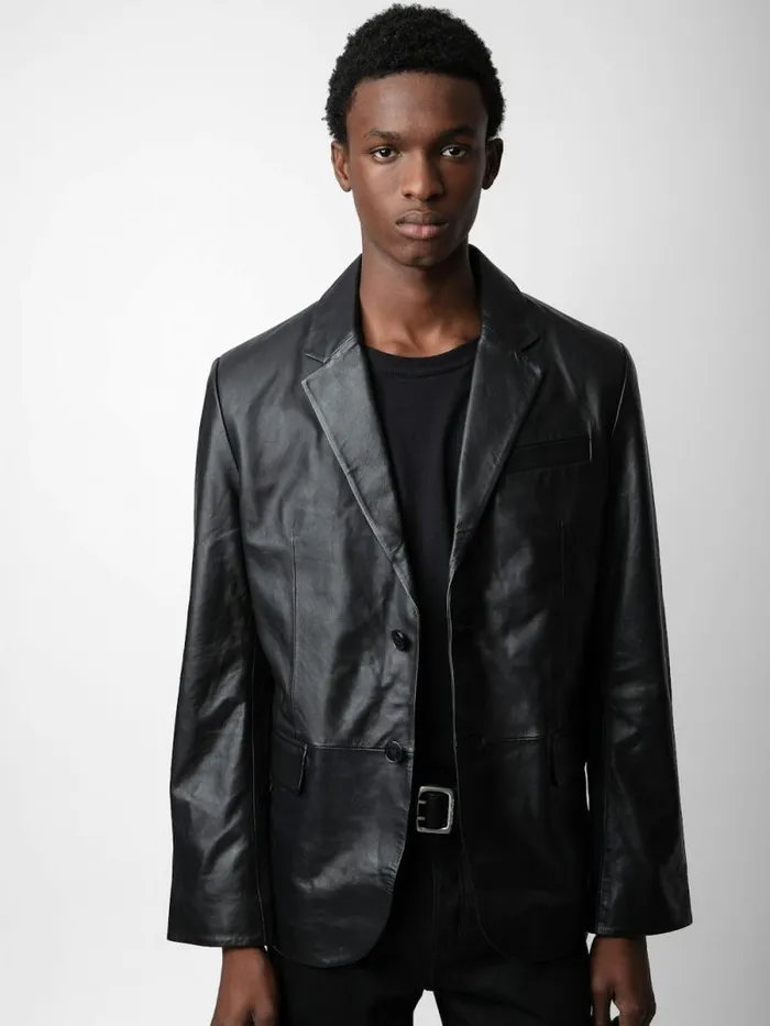 Men Zadig and Voltaire Jackets and Coats Valfried Leather Blazer Black Men Zadig and Voltaire Jackets and Coats Valfried Leather Blazer Black