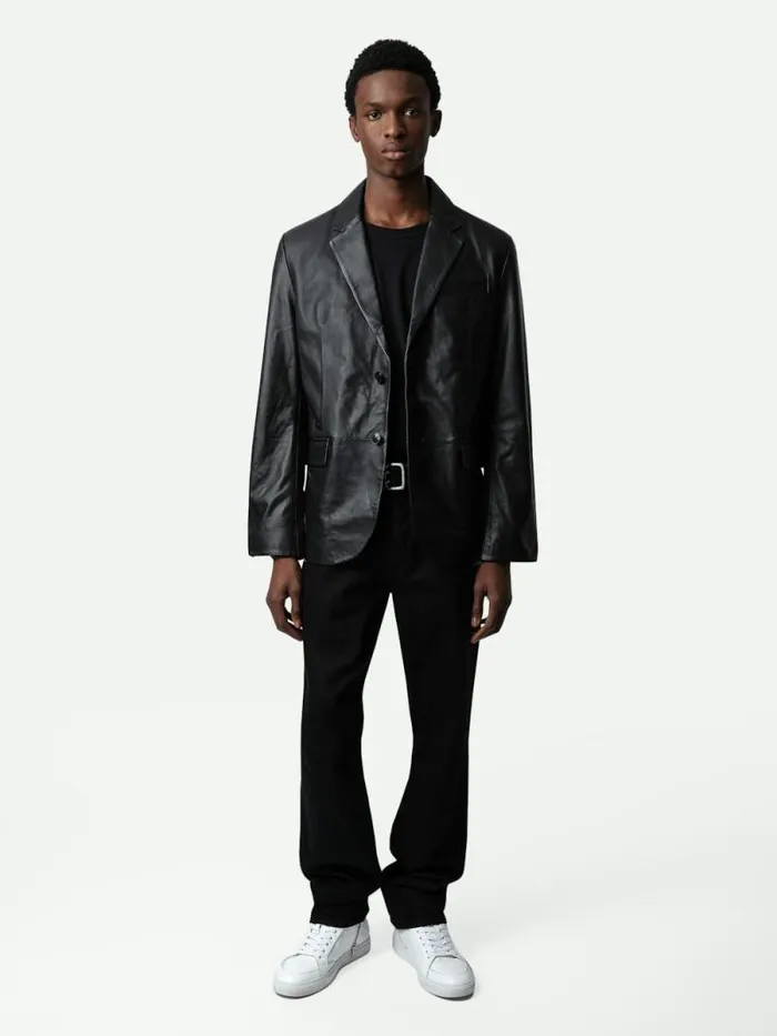 Men Zadig and Voltaire Jackets and Coats Valfried Leather Blazer Black Men Zadig and Voltaire Jackets and Coats Valfried Leather Blazer Black