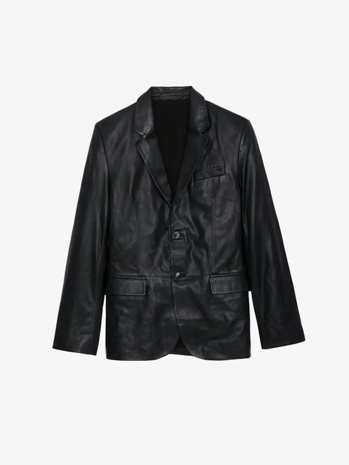 Men Zadig and Voltaire Jackets and Coats Valfried Leather Blazer Black Men Zadig and Voltaire Jackets and Coats Valfried Leather Blazer Black