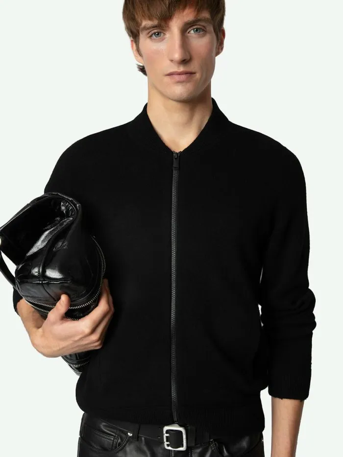 Men Zadig and Voltaire Sweaters and Cardigans Cashton Wool Cardigan Noir Men Zadig and Voltaire Sweaters and Cardigans Cashton Wool Cardigan Noir