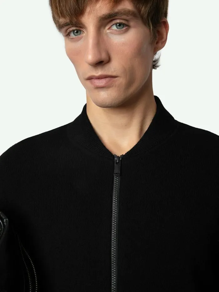 Men Zadig and Voltaire Sweaters and Cardigans Cashton Wool Cardigan Noir Men Zadig and Voltaire Sweaters and Cardigans Cashton Wool Cardigan Noir