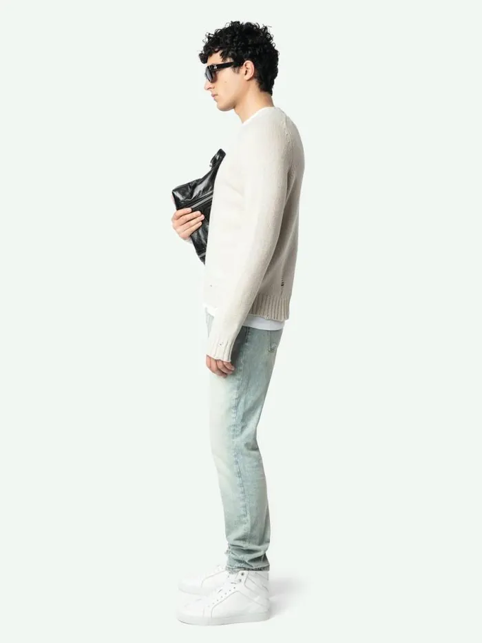 Men Zadig and Voltaire Sweaters and Cardigans Jordan Wool Sweater Greige Men Zadig and Voltaire Sweaters and Cardigans Jordan Wool Sweater Greige