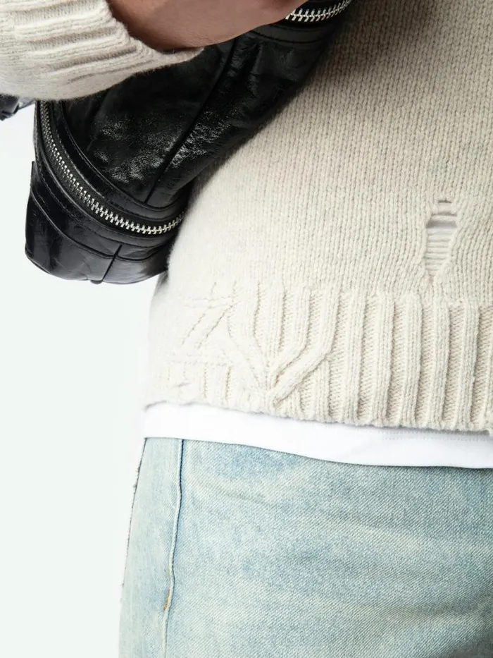 Men Zadig and Voltaire Sweaters and Cardigans Jordan Wool Sweater Greige Men Zadig and Voltaire Sweaters and Cardigans Jordan Wool Sweater Greige