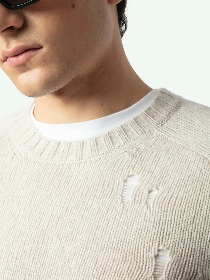 Men Zadig and Voltaire Sweaters and Cardigans Jordan Wool Sweater Greige Men Zadig and Voltaire Sweaters and Cardigans Jordan Wool Sweater Greige