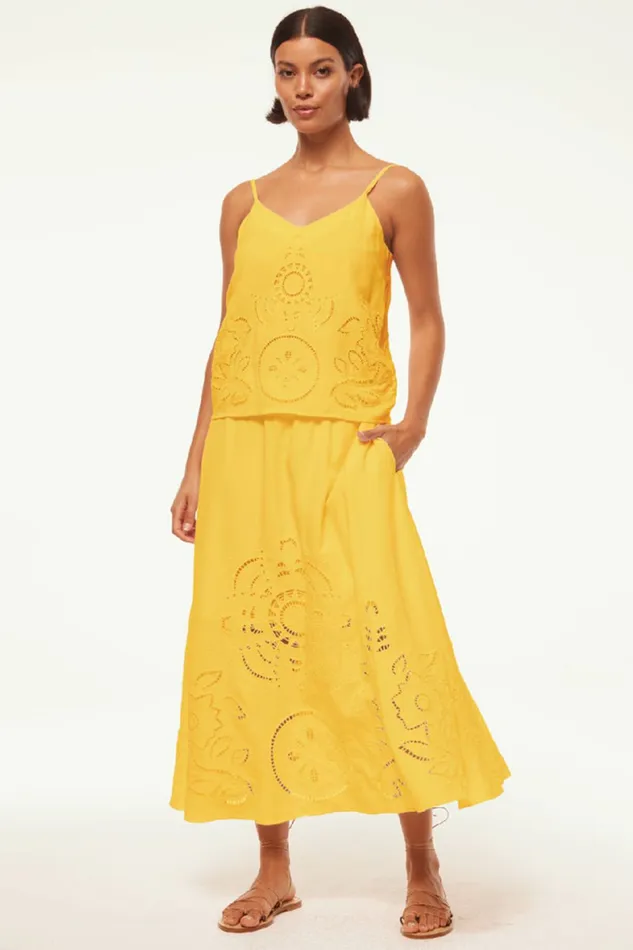 Misa Los Angeles Analisse Skirt Canary Eyelet Women Matching Sets