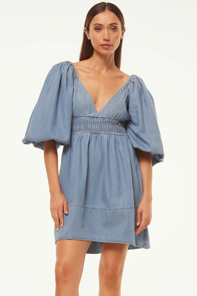 Misa Los Angeles Aryn Dress Blue Chambray Women Dresses