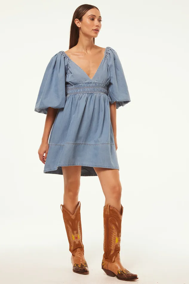 Misa Los Angeles Aryn Dress Blue Chambray Women Dresses