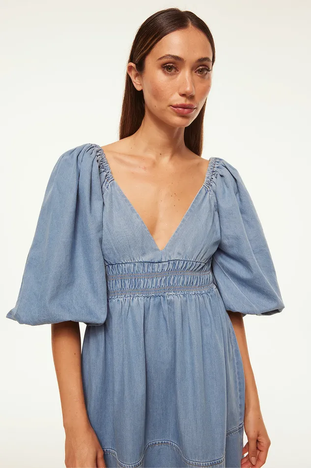 Misa Los Angeles Aryn Dress Blue Chambray Women Dresses
