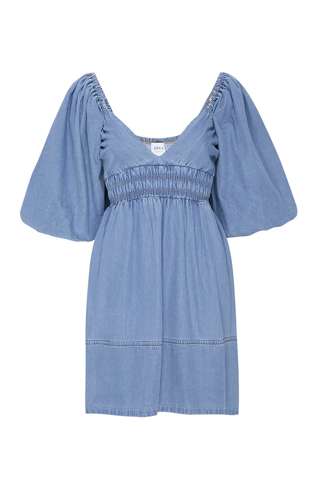Misa Los Angeles Aryn Dress Blue Chambray Women Dresses