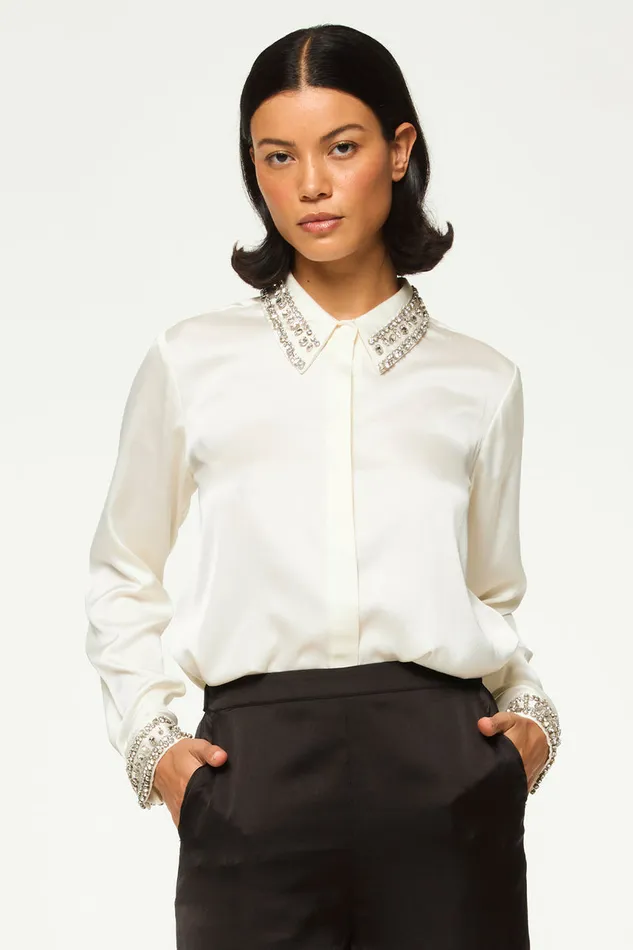 Misa Los Angeles Ellie Top Ivory Satin Women Matching Sets
