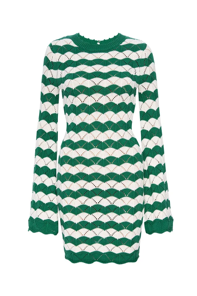 Misa Los Angeles Evelin Dress Emerald Stripe Women Knits