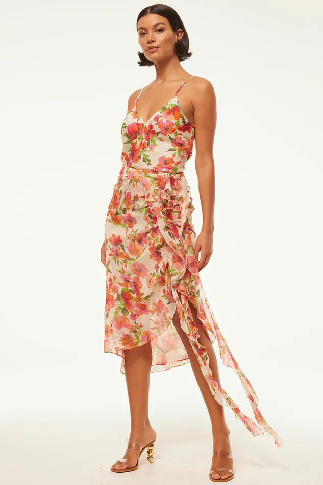 Misa Los Angeles Farida Skirt Palmarei Blooms Chiffon Women Skirts and Shorts