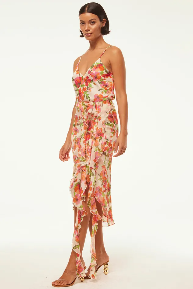 Misa Los Angeles Farida Skirt Palmarei Blooms Chiffon Women Skirts and Shorts