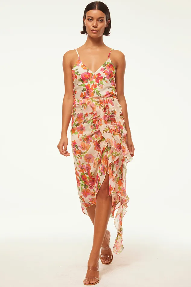 Misa Los Angeles Farida Skirt Palmarei Blooms Chiffon Women Skirts and Shorts