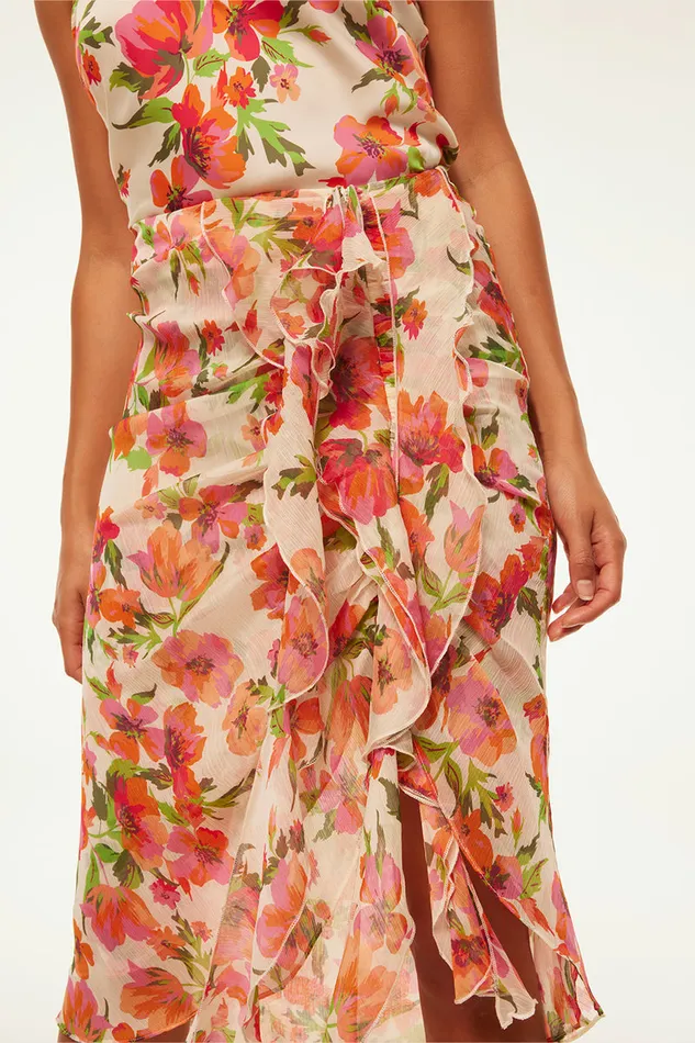 Misa Los Angeles Farida Skirt Palmarei Blooms Chiffon Women Skirts and Shorts