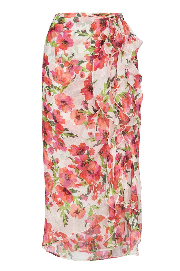 Misa Los Angeles Farida Skirt Palmarei Blooms Chiffon Women Skirts and Shorts
