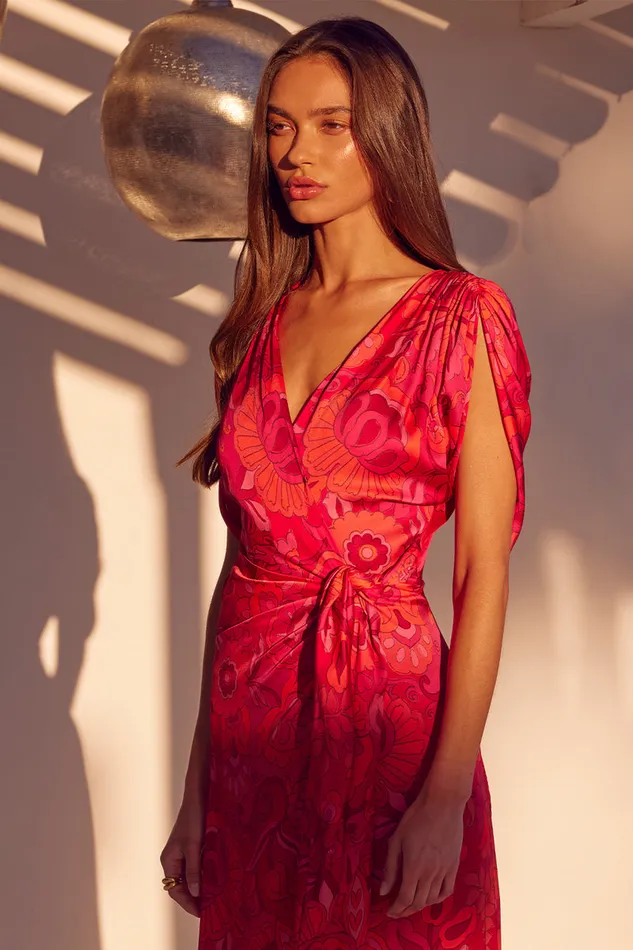 Misa Los Angeles Francesca Dress Flora Corsica Fuchsia Women Dresses