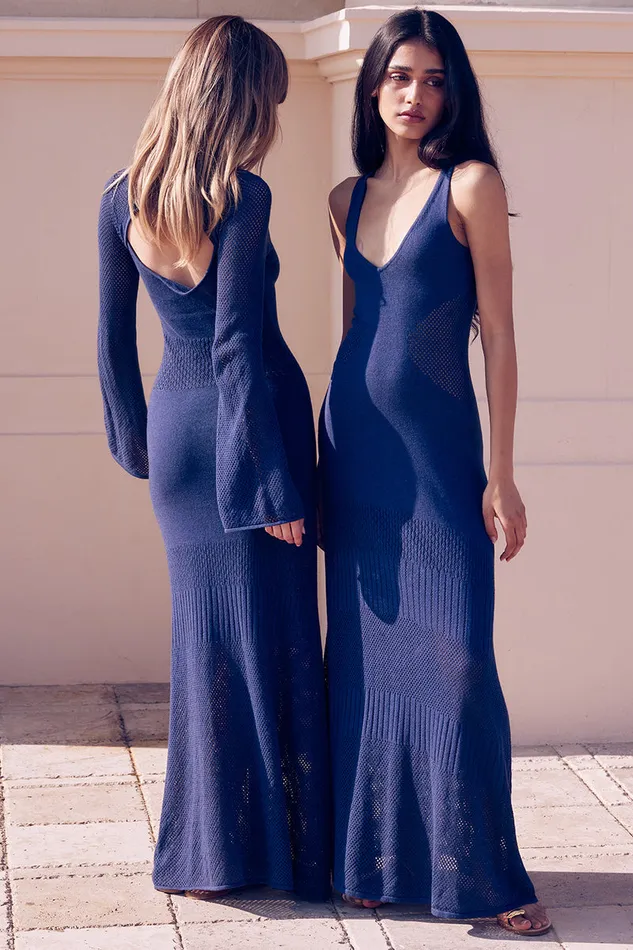 Misa Los Angeles Irene Dress Midnight Blue Women Knits