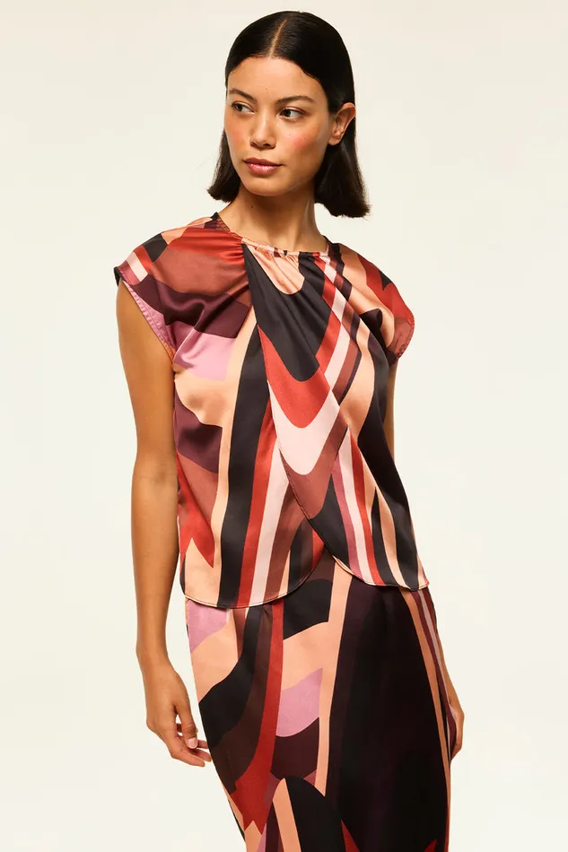 Misa Los Angeles Jessie Top Canyon Stripe Satin Women Matching Sets