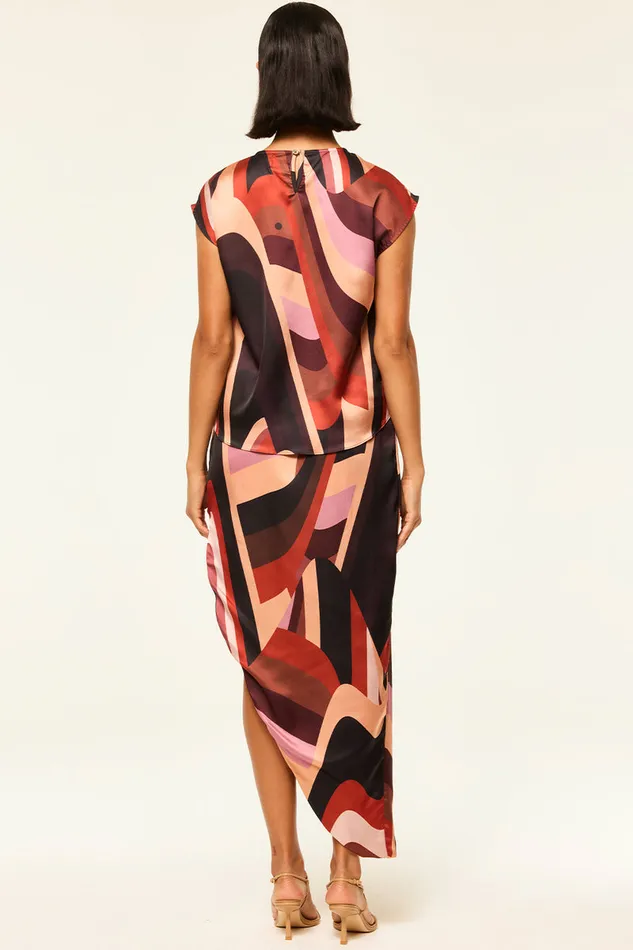 Misa Los Angeles Jessie Top Canyon Stripe Satin Women Matching Sets