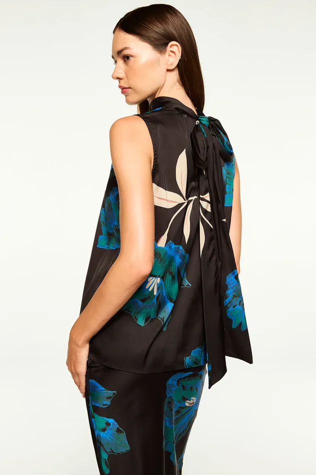 Misa Los Angeles Luka Top Nightshade Flora Satin Women Matching Sets