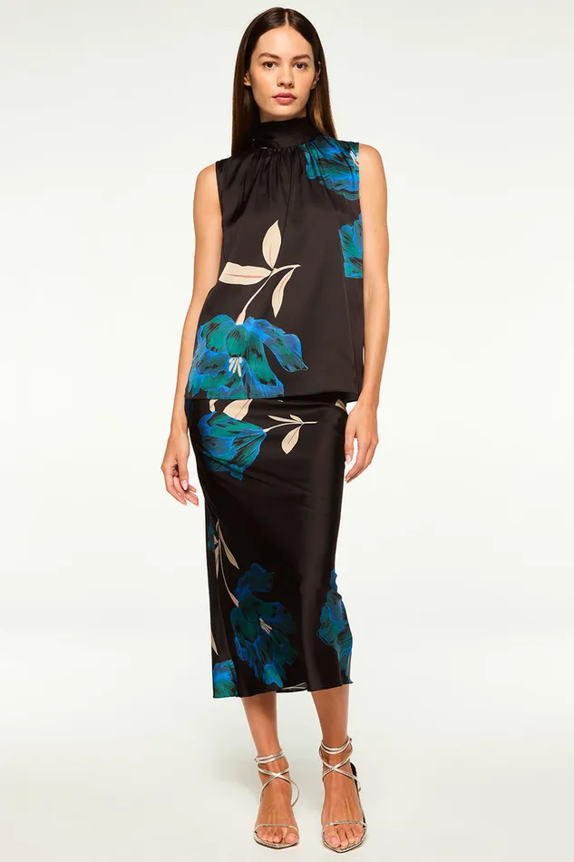 Misa Los Angeles Luka Top Nightshade Flora Satin Women Matching Sets