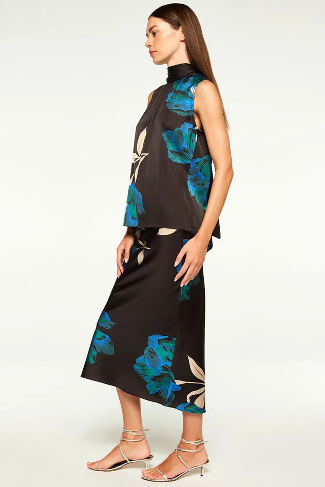 Misa Los Angeles Luka Top Nightshade Flora Satin Women Matching Sets