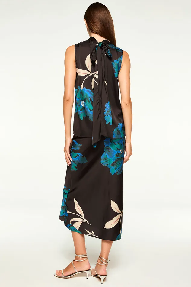 Misa Los Angeles Luka Top Nightshade Flora Satin Women Matching Sets