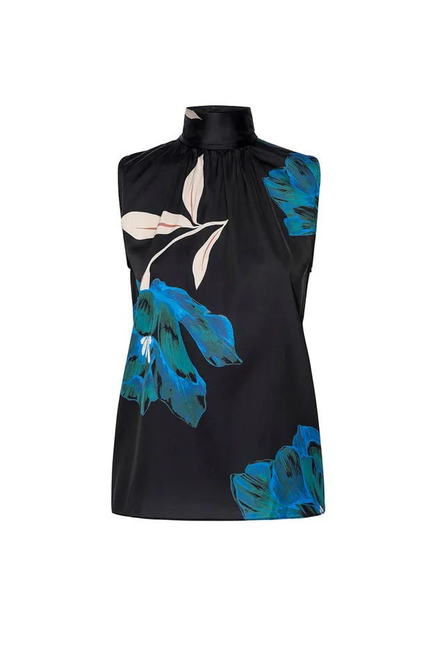 Misa Los Angeles Luka Top Nightshade Flora Satin Women Tops