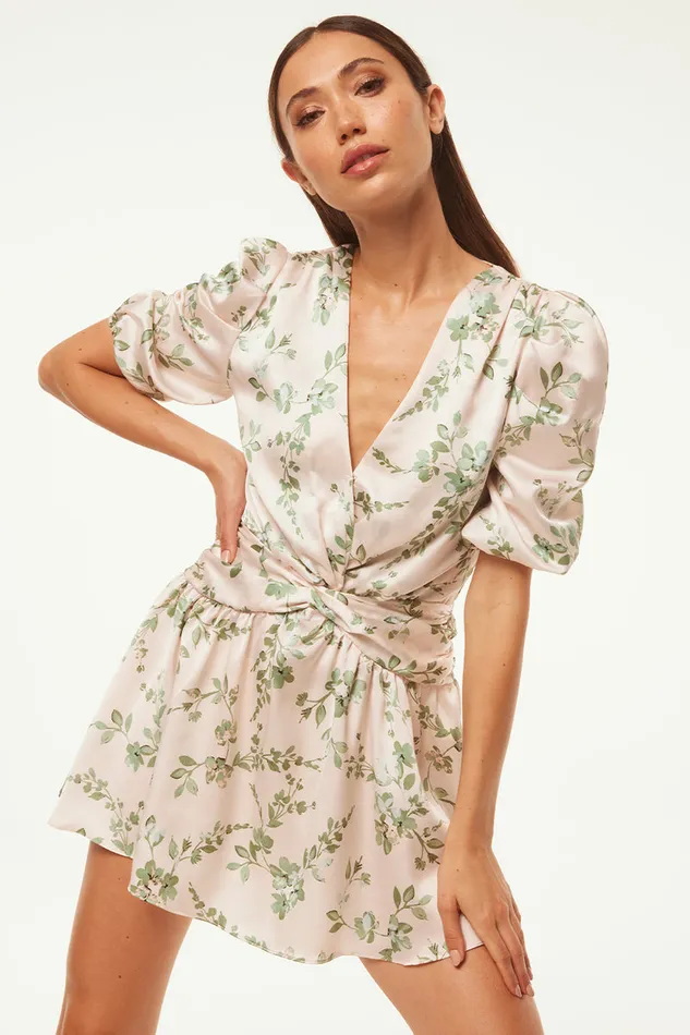 Misa Los Angeles Narcissa Dress White Sage Botanica Satin Women Dresses
