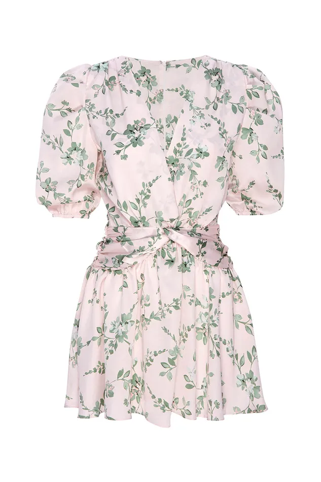 Misa Los Angeles Narcissa Dress White Sage Botanica Satin Women Dresses