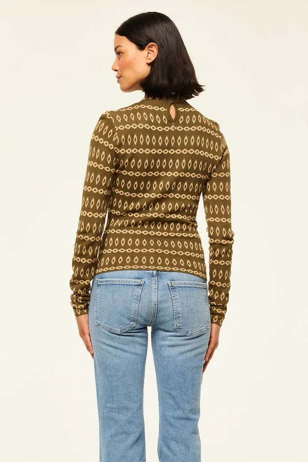 Misa Los Angeles River Top Olive Geo Stripe Women Knits Misa Los Angeles River Top Olive Geo Stripe Women Knits